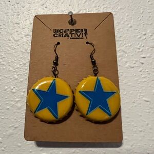 Newcastle Brown Ale Yellow and Blue Star Earrings